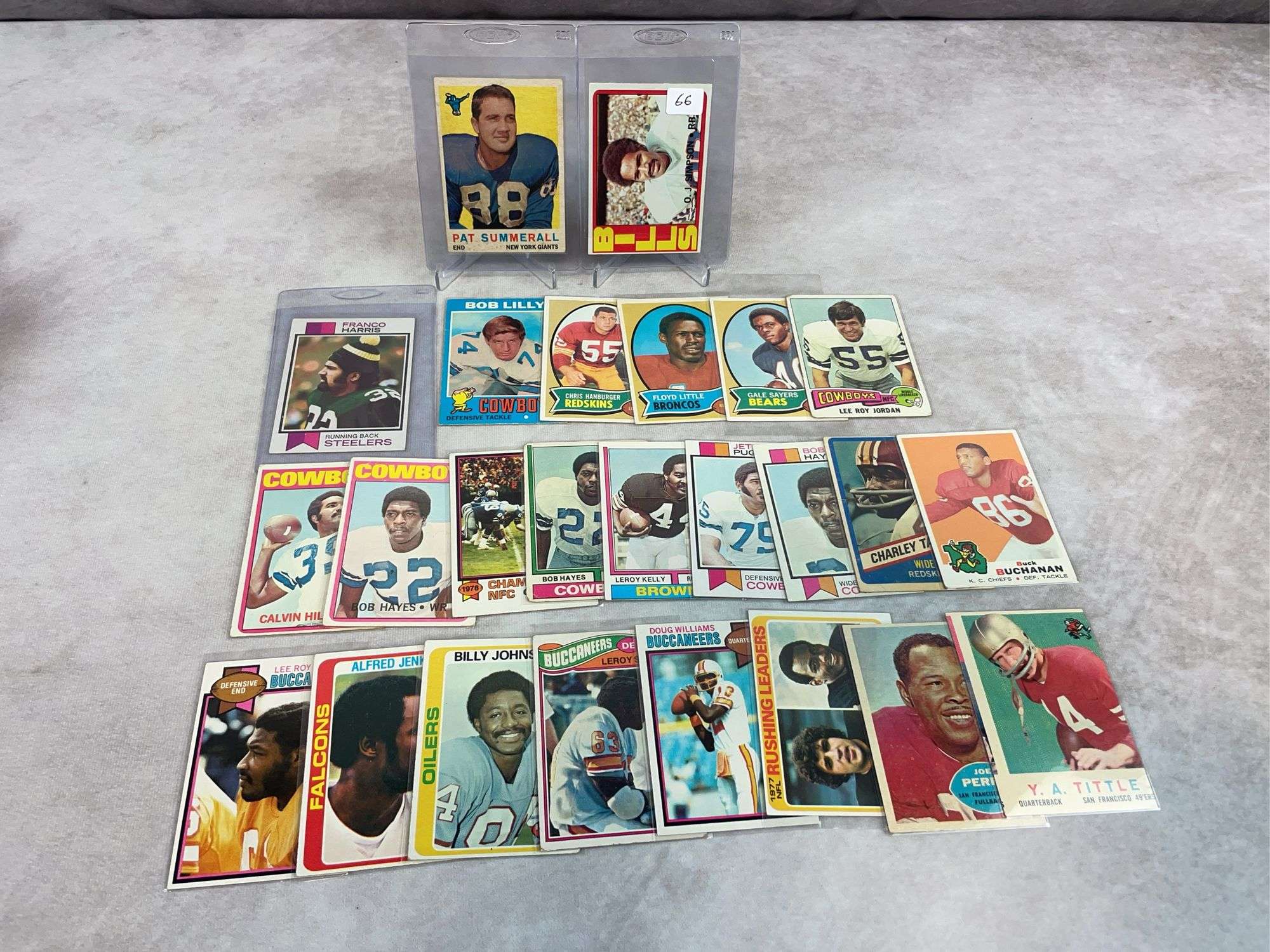 (25) 1950's 60's & 70's Football Cards - Franco Harris (RC), Simpson, Sayers & Others