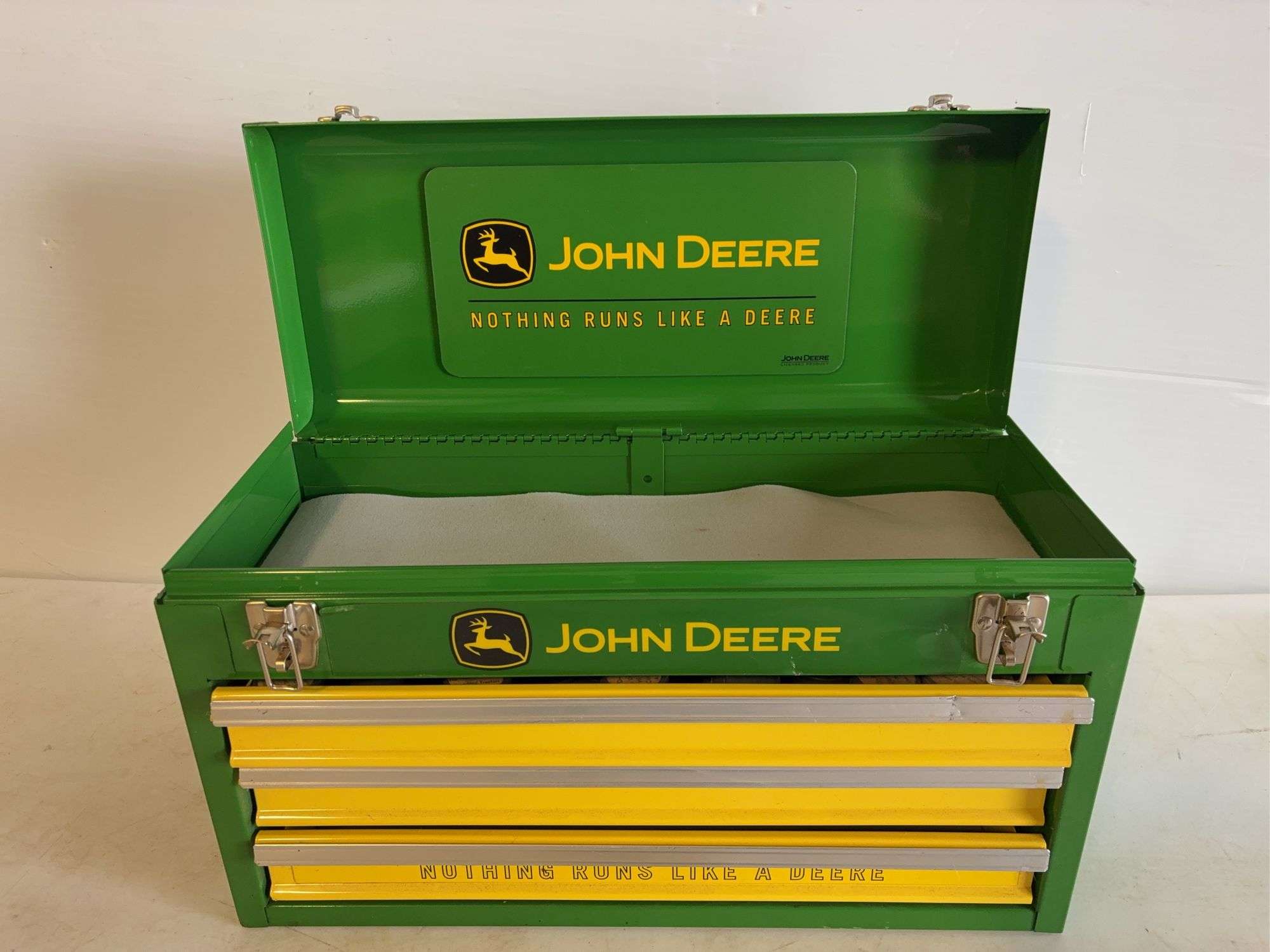 John Deere toolbox with projector film