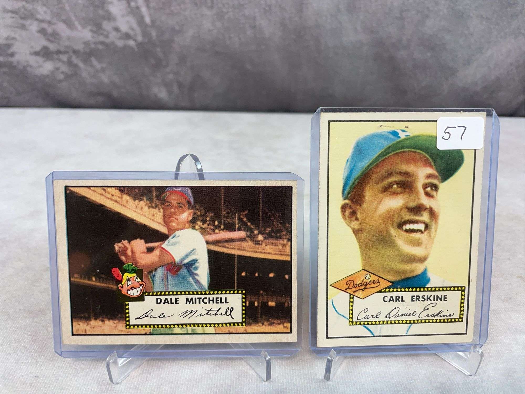 1952 Topps Carl Erskine & Dale Mitchell Cards