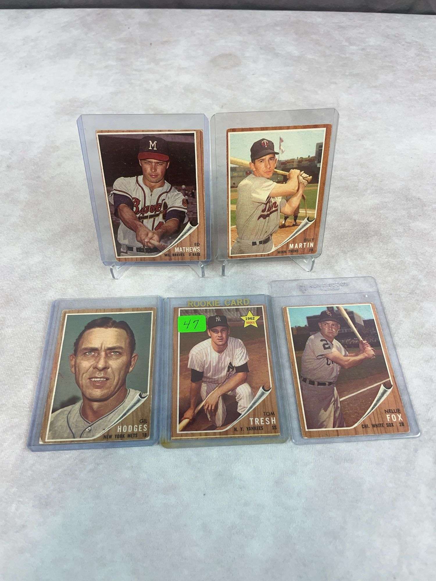 1962 Topps: Tresh, Hodges, Fox, Billy Martin, Mathews