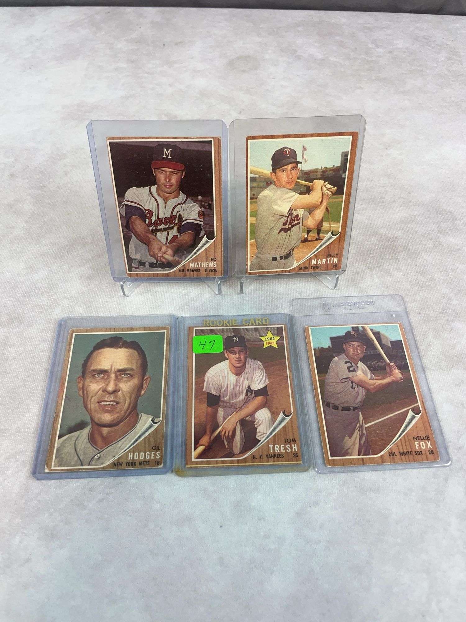 1962 Topps: Tresh, Hodges, Fox, Billy Martin, Mathews
