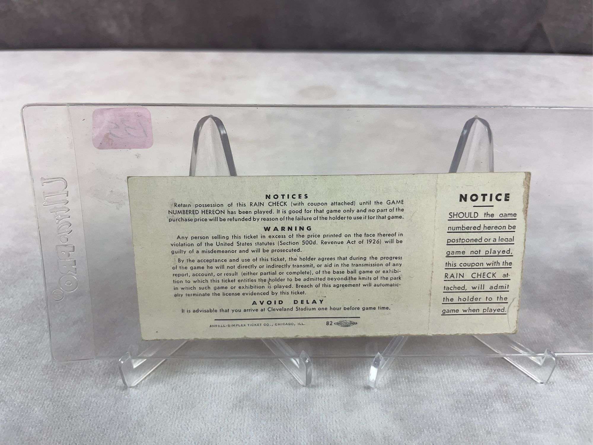 1948 Cleveland Indians World Series ticket game 3 w/ stubs intact