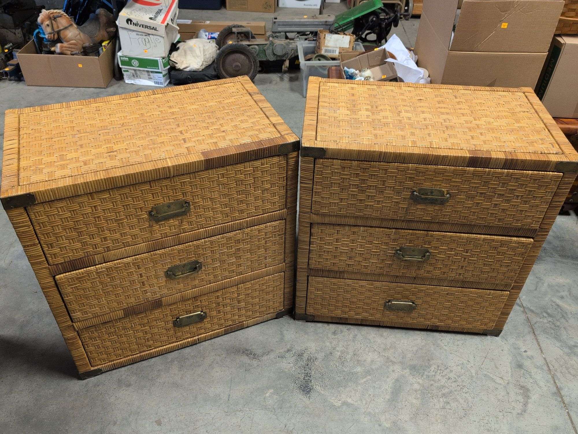 (2) matching wicker chest of drawers