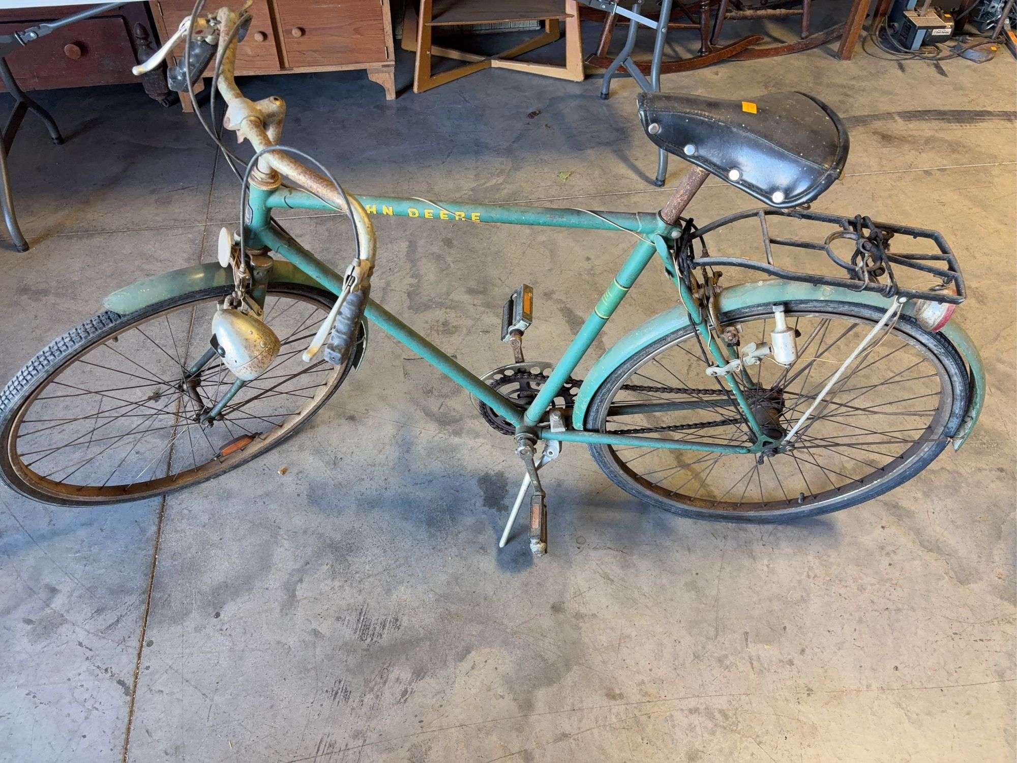 Vintage green John Deere bicycle - as is