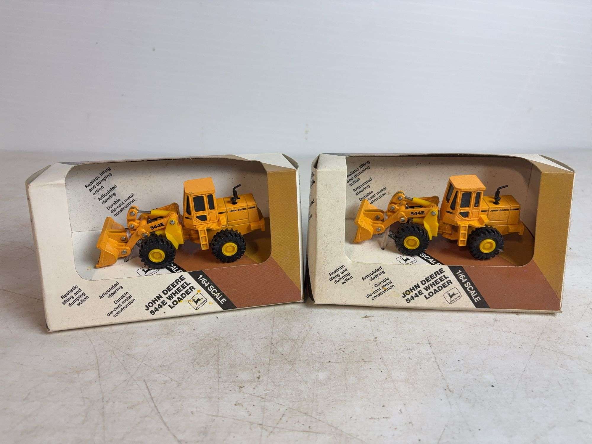 (2) John Deere 544E model wheel loader - 1/64 scale, dirty