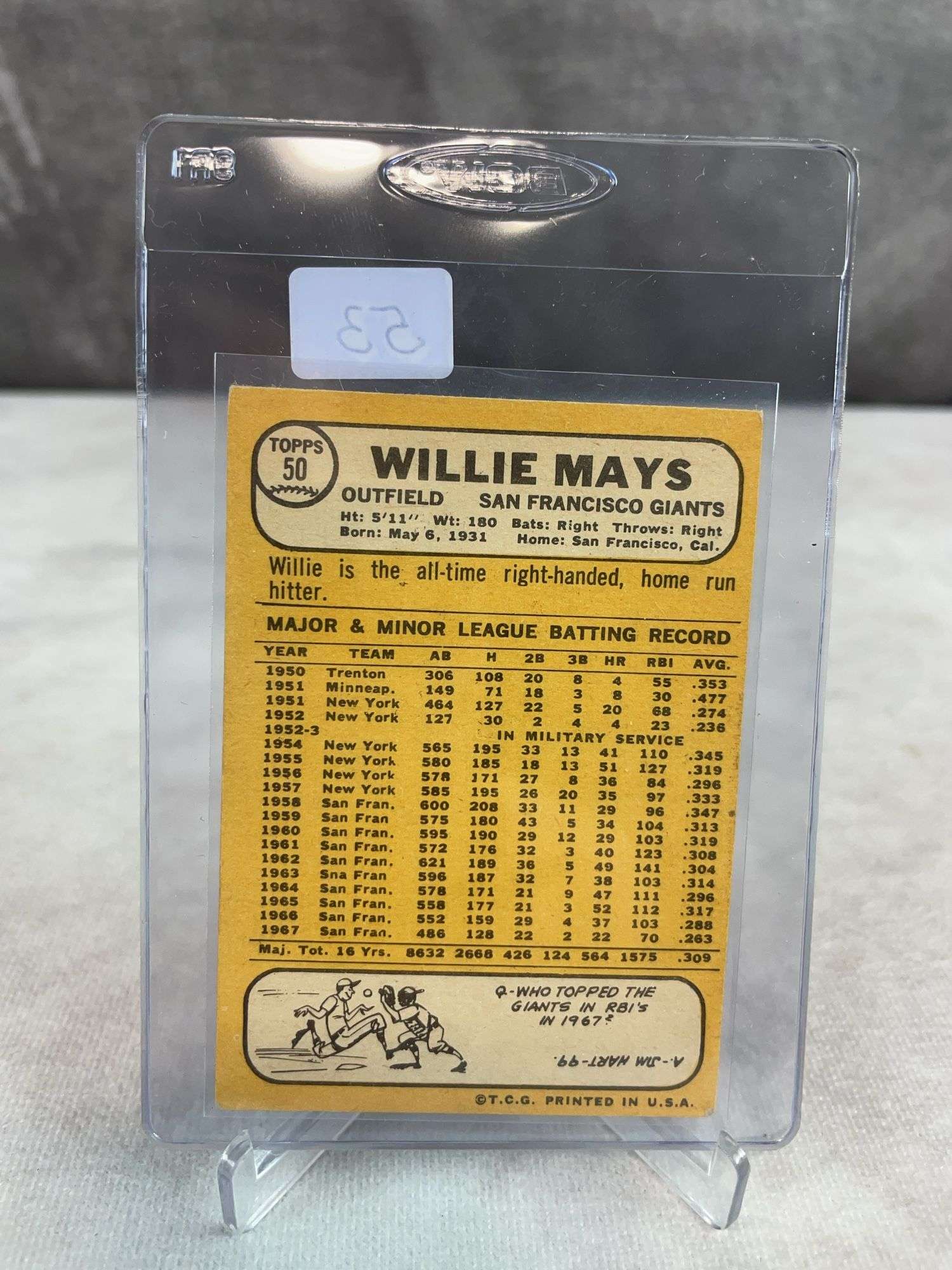 1968 Topps Willie Mays #50