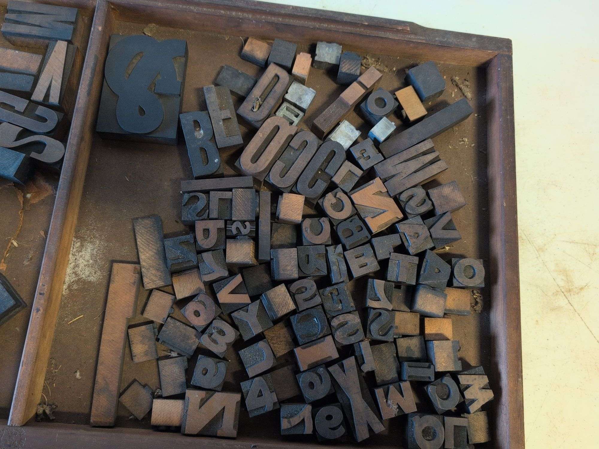 Vintage wooden type blocks