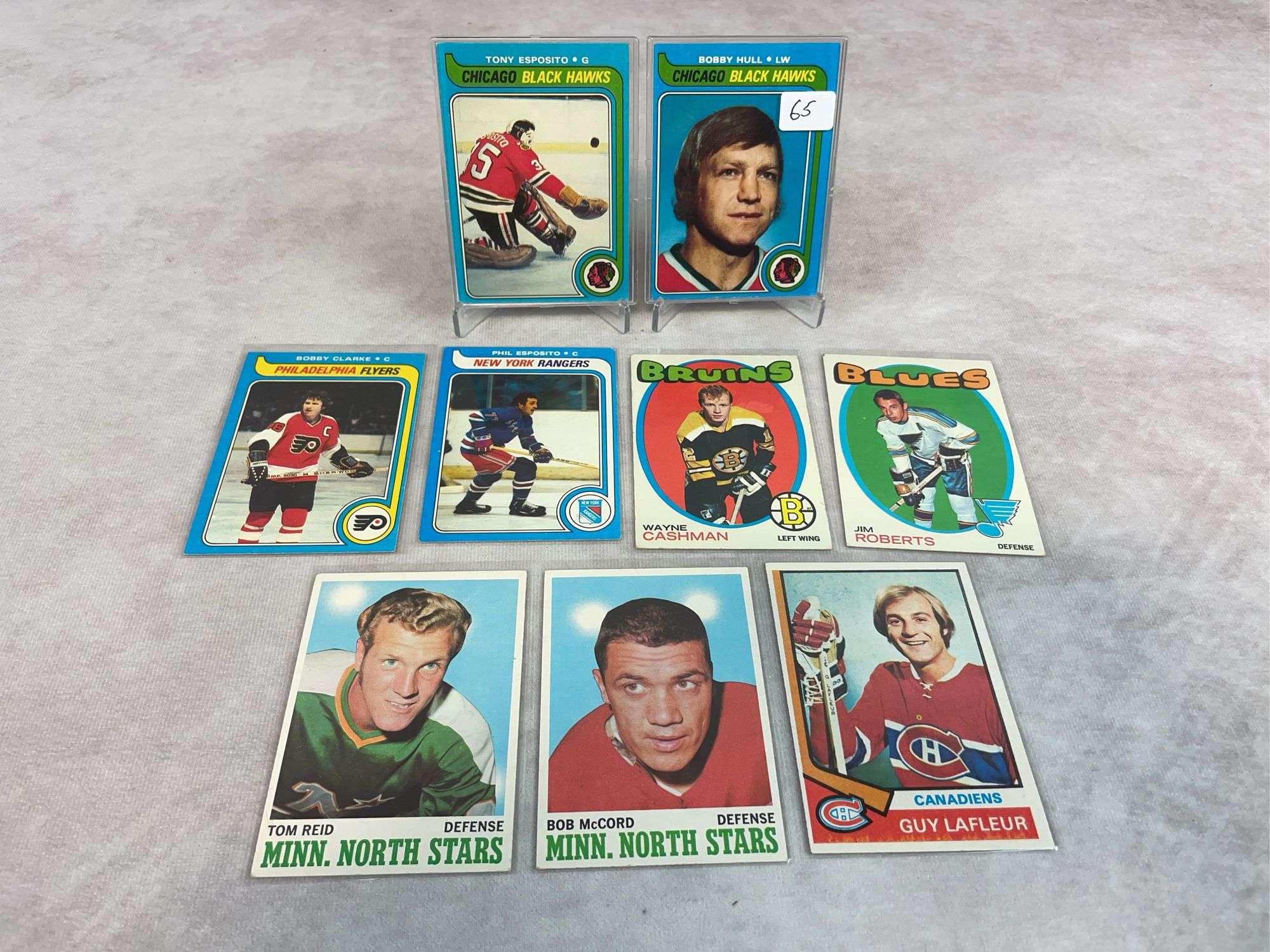 (9) 1970's Topps Hockey Cards - Hull, Esposito, LaFleur & Others