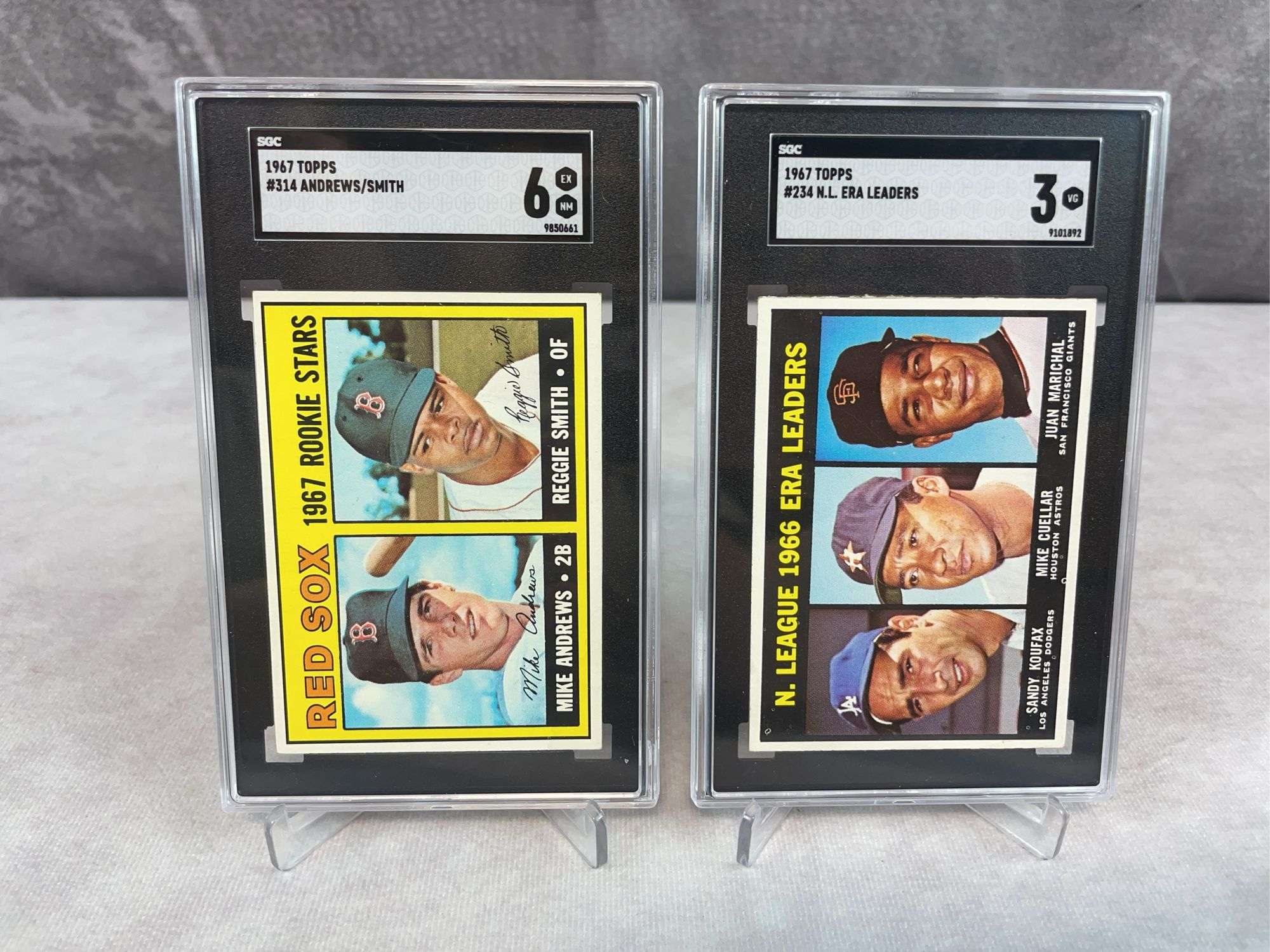 1967 Topps NL ERA Leaders & Andrews/Smith - SGC 3 & SGC 6