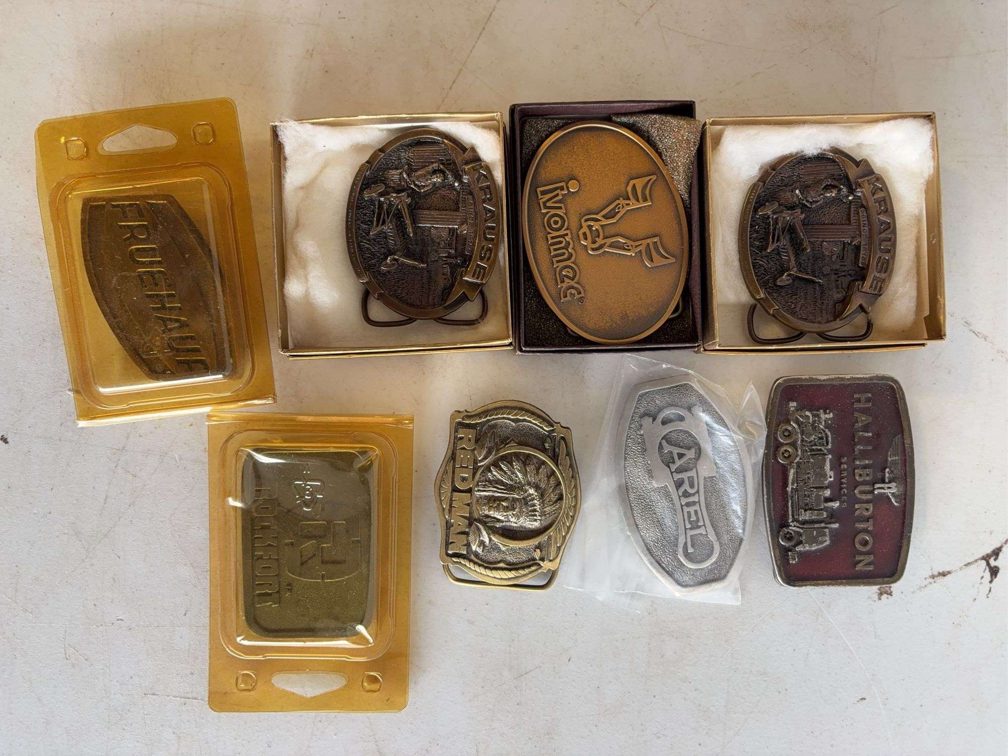 (8) belt buckles - Haliburton, Ariel, Krause, and more