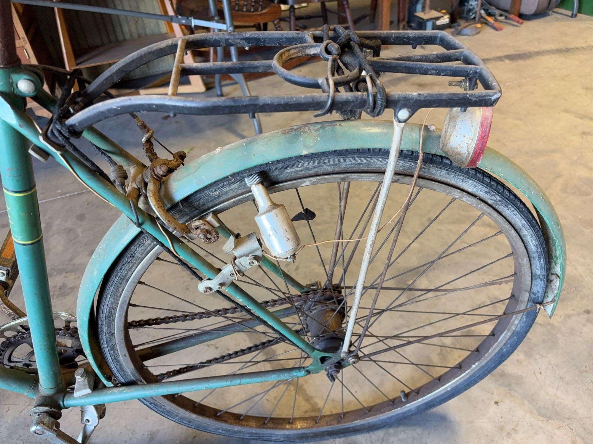 Vintage green John Deere bicycle - as is