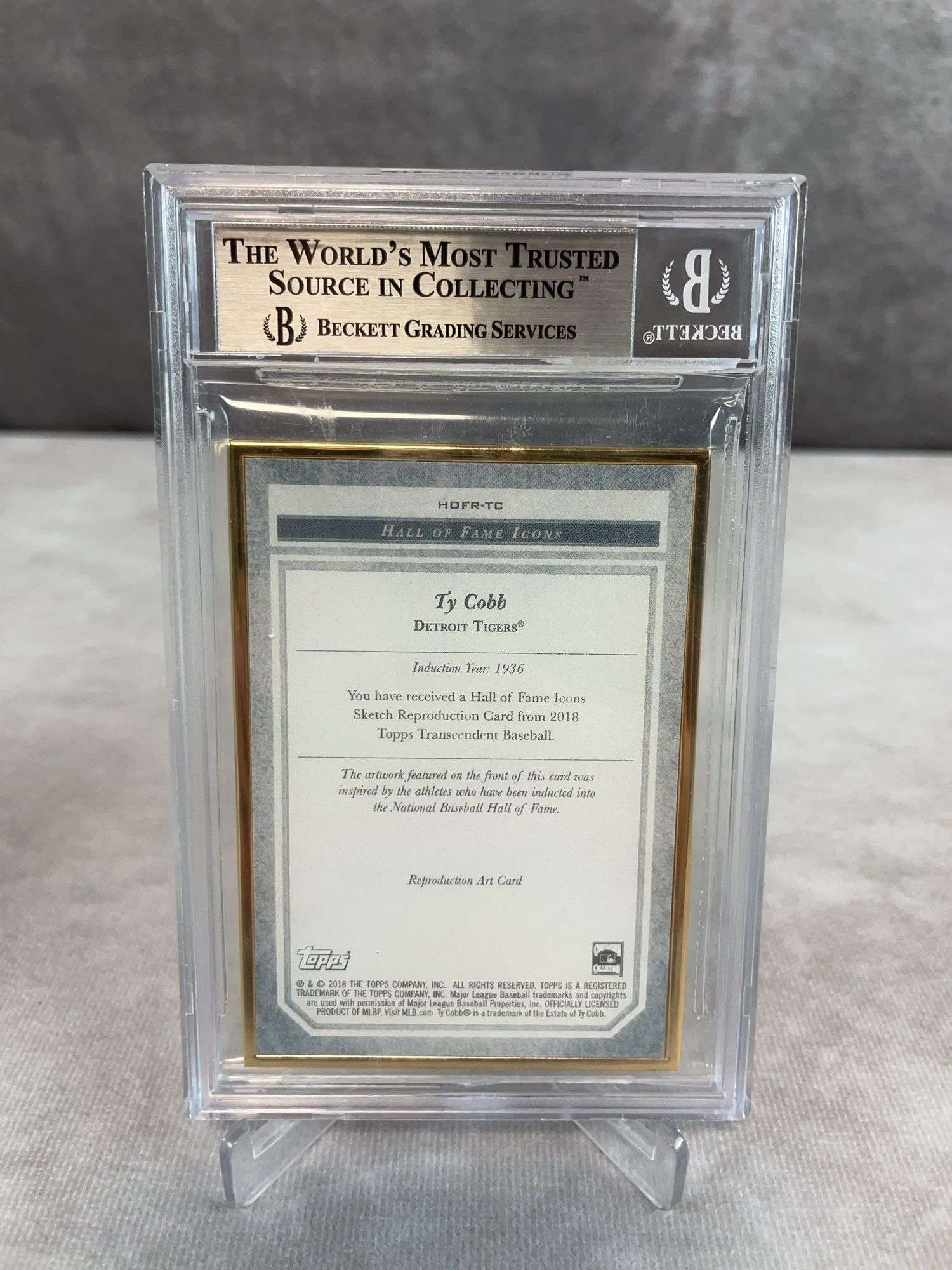 2018 Topps Transcendent Hall of Fame Icons Sketch #HOFRTC Ty Cobb #/83 BGS 9