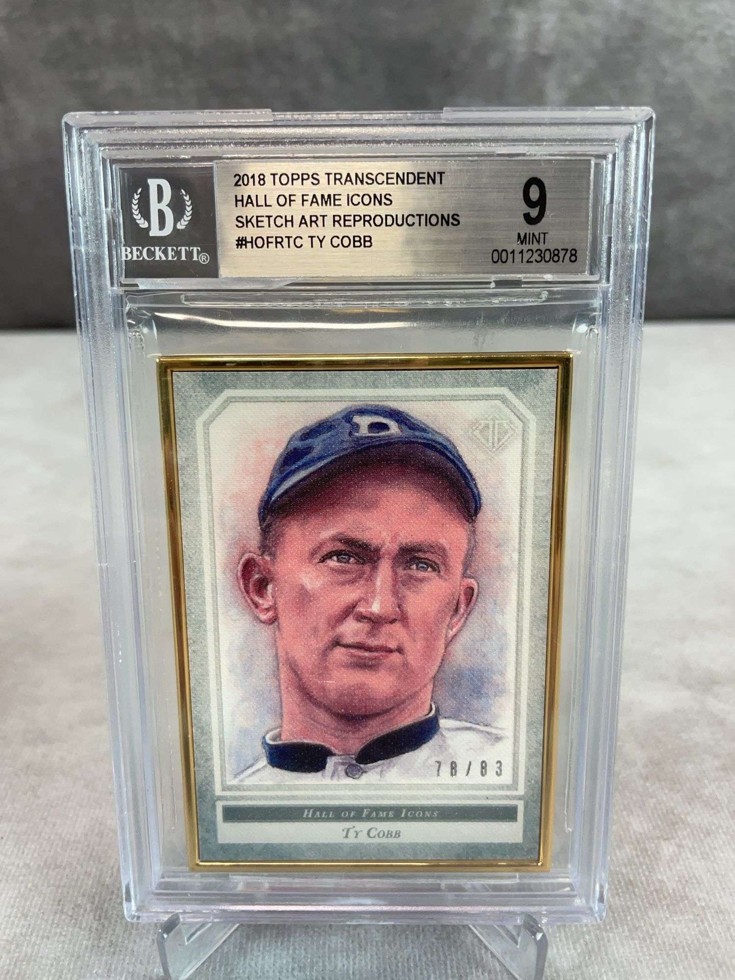 2018 Topps Transcendent Hall of Fame Icons Sketch #HOFRTC Ty Cobb #/83 BGS 9