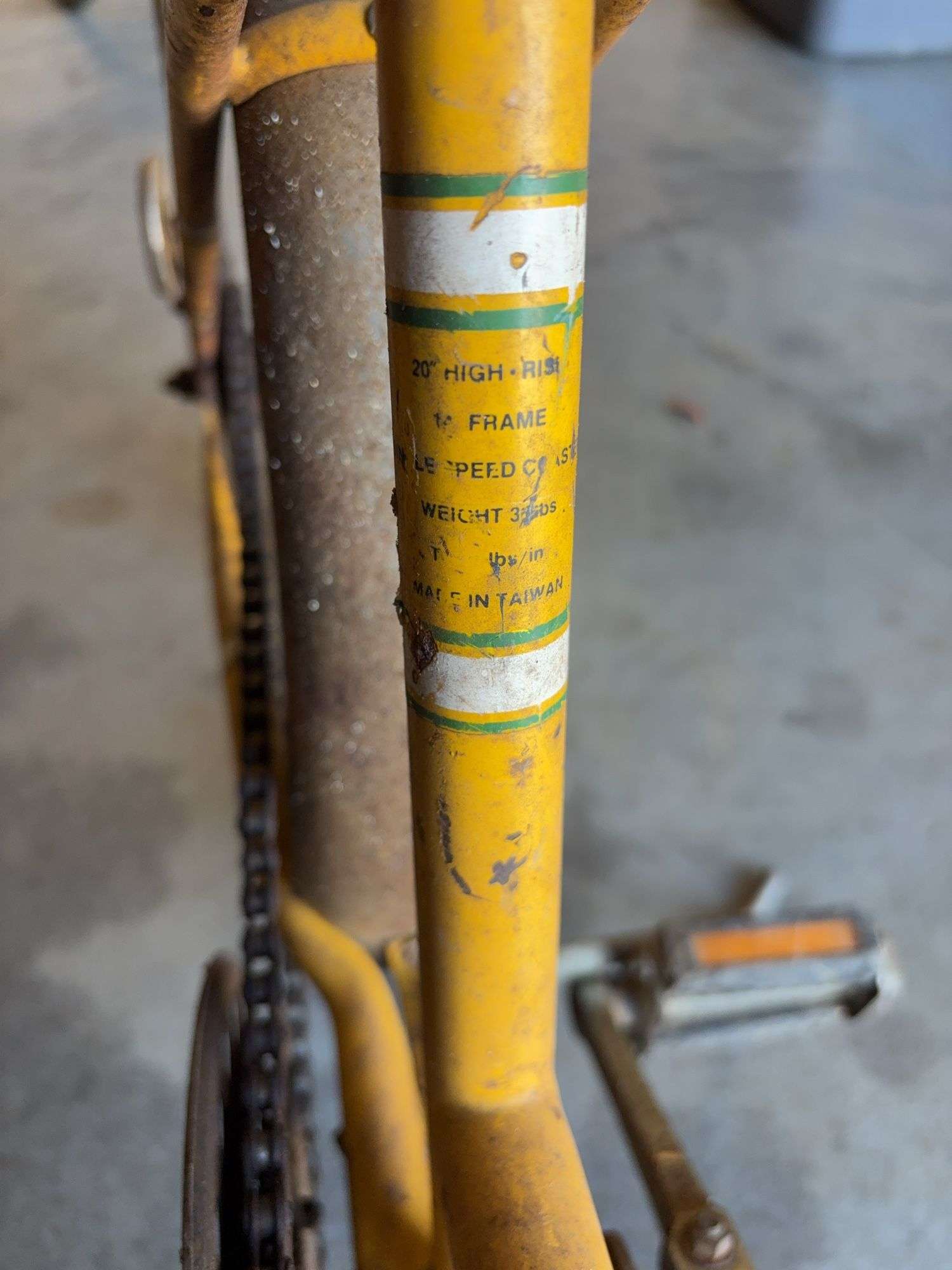 Vintage yellow John Deere bicycle - as is