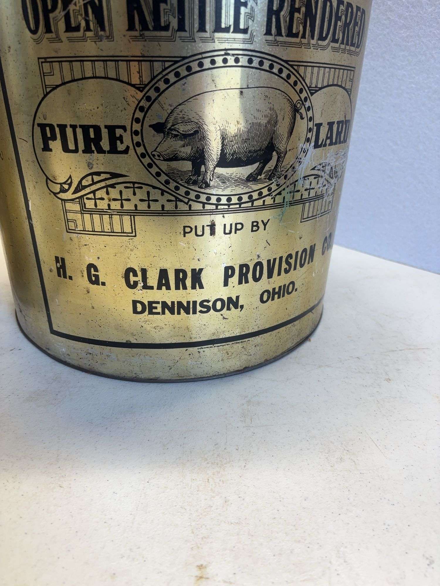 Vintage Tin Lard Can , Dennison,Oh