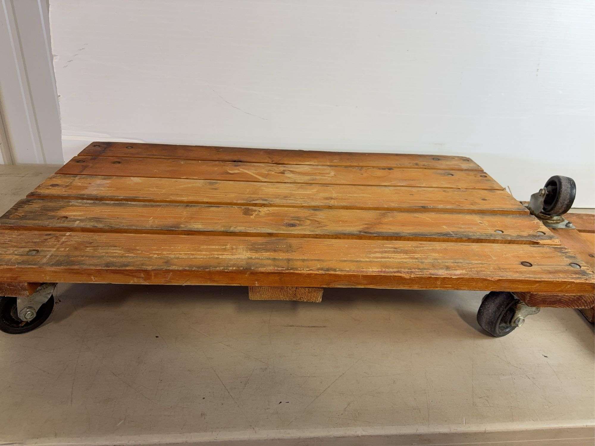 (2) wooden appliance carts and (1) small cart