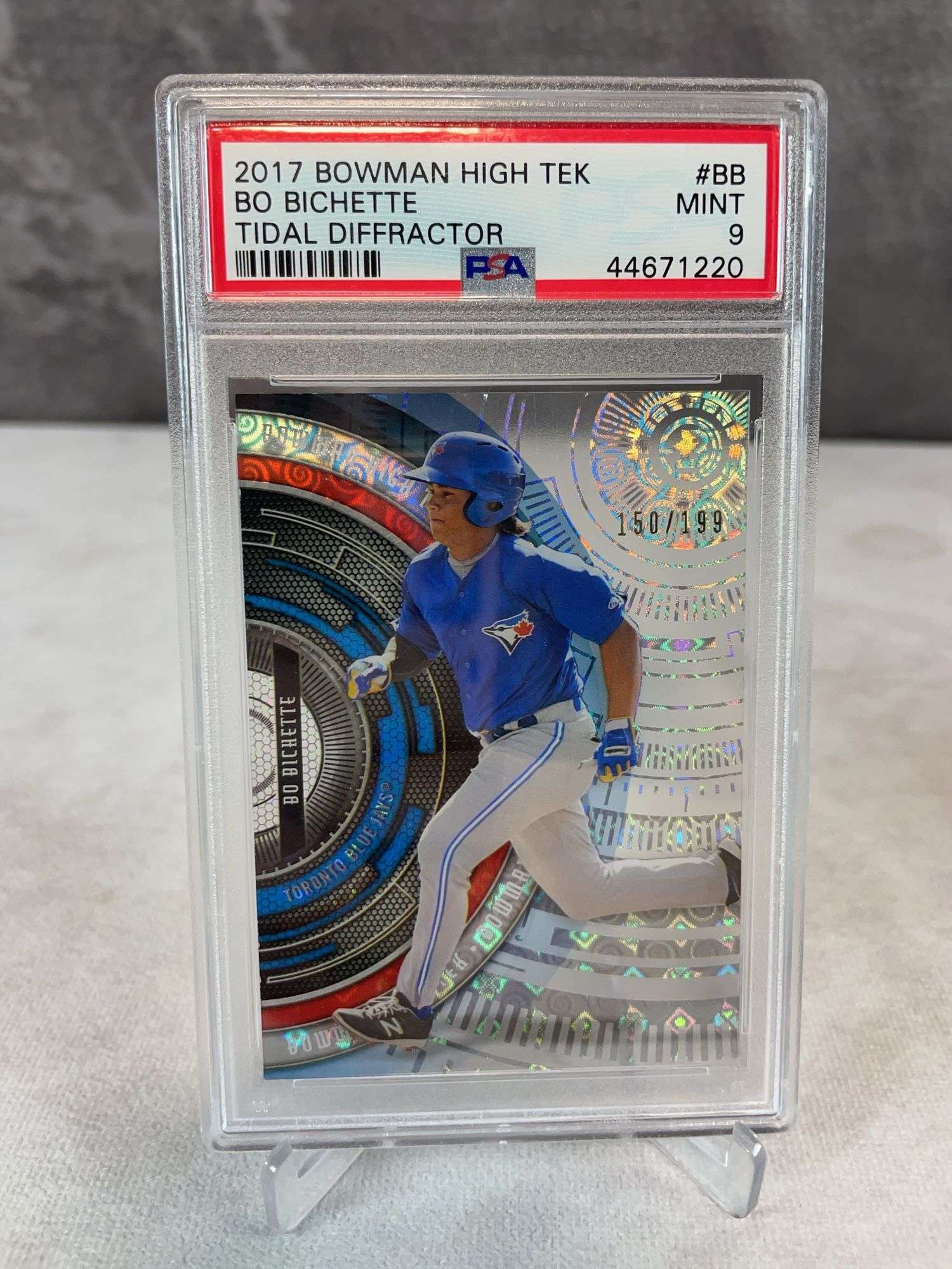 2017 Bowman High Tek Bo Bichette RC (Prospect) Tidal Diffractor #/199 PSA 9