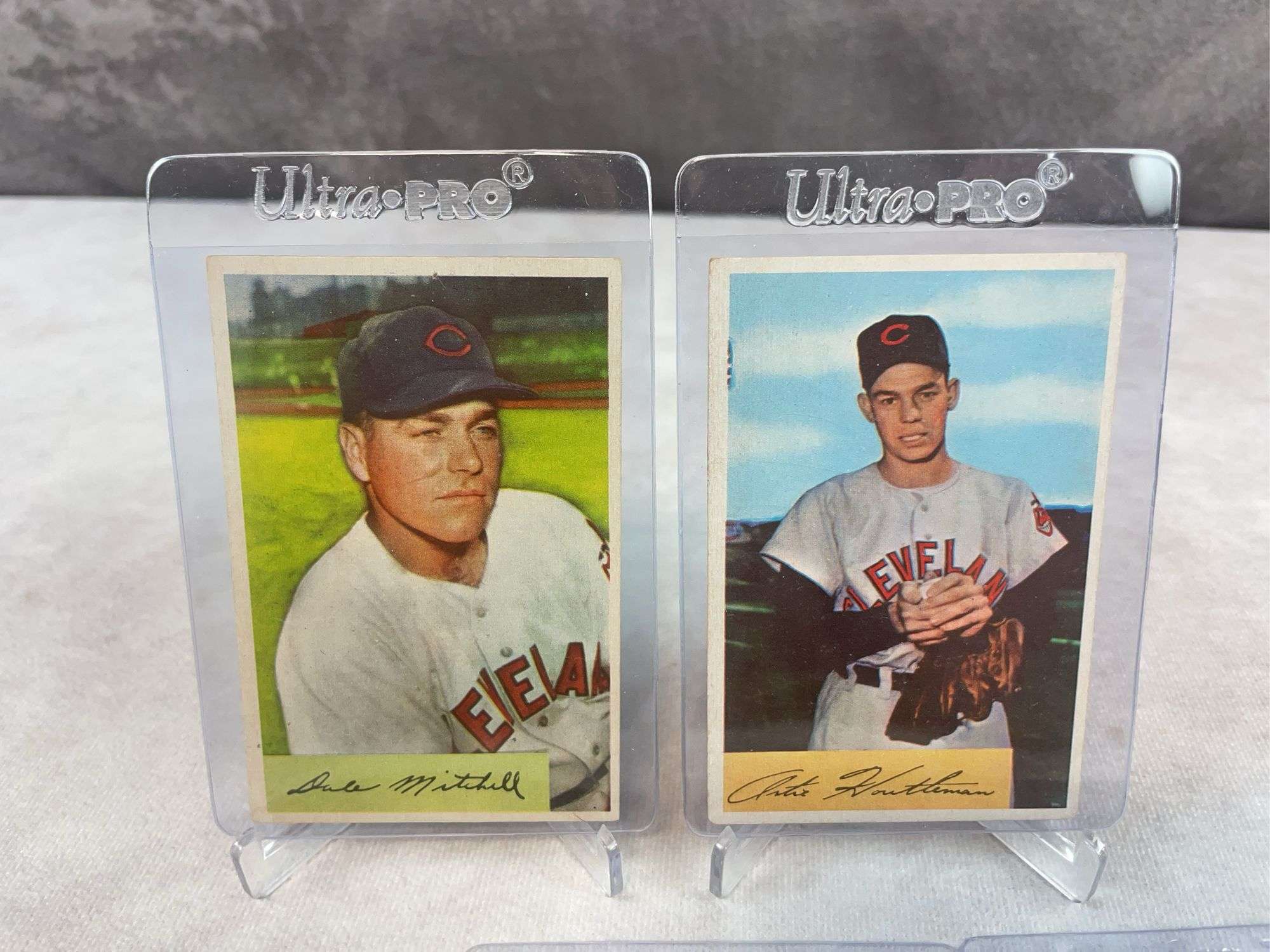 1954 Bowman baseball, Cleveland Indians group: Garcia, Lemon, Mitchel, Strickland