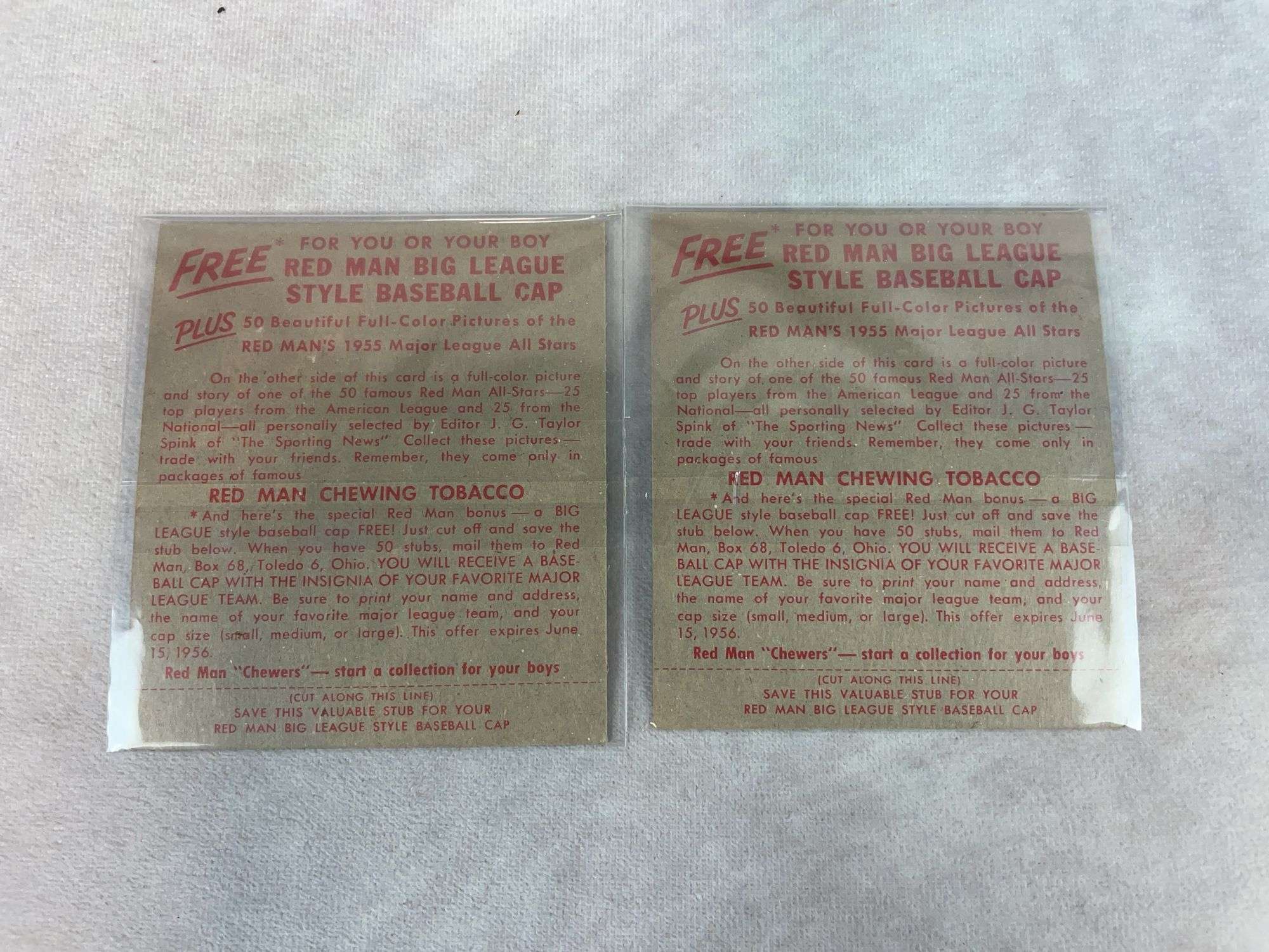 (2) 1955 Red Man Tobacco Cards - Whitey Ford & Gil Hodges