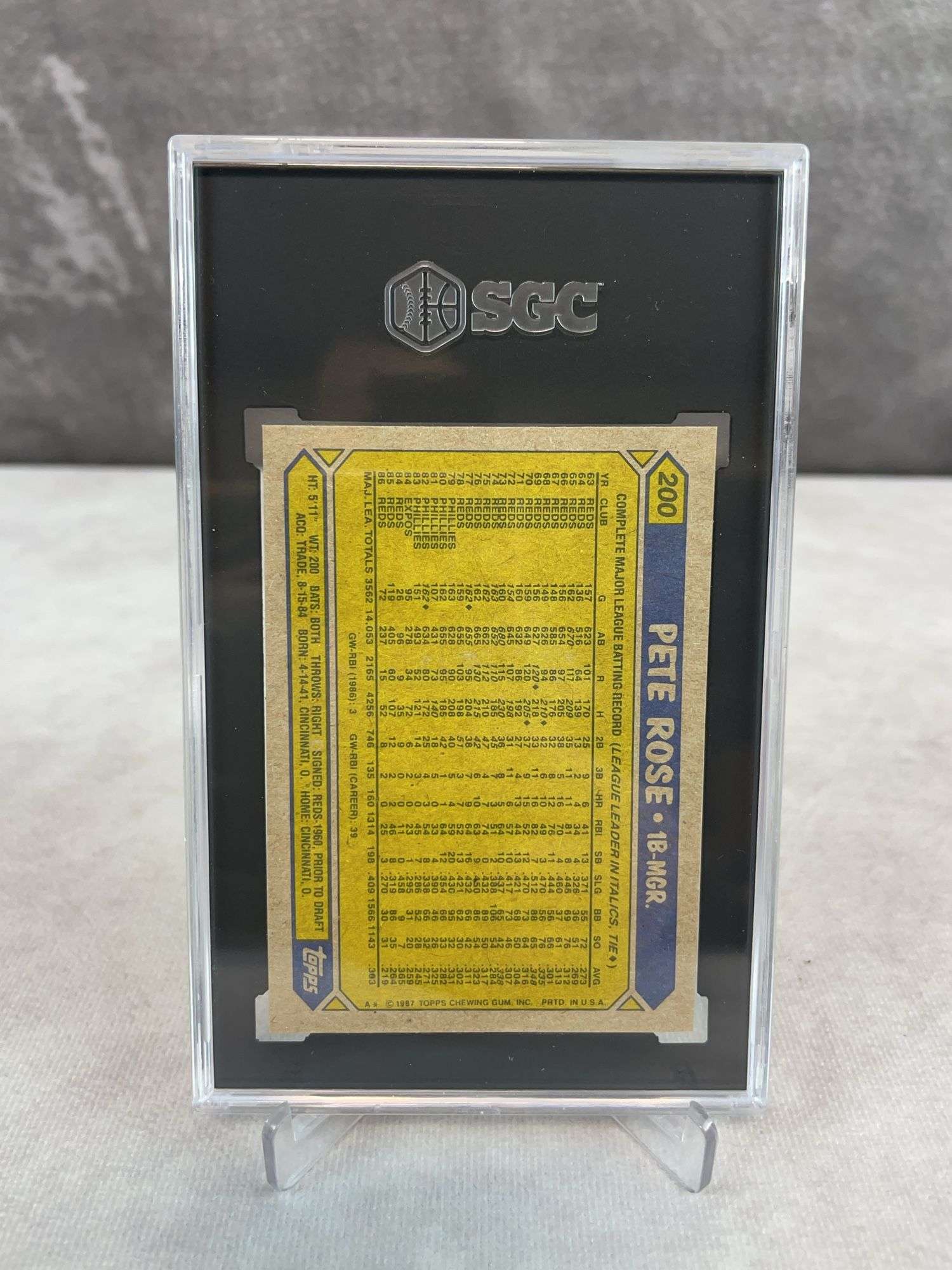 1987 Topps Pete Rose #200 - SGC 9.5
