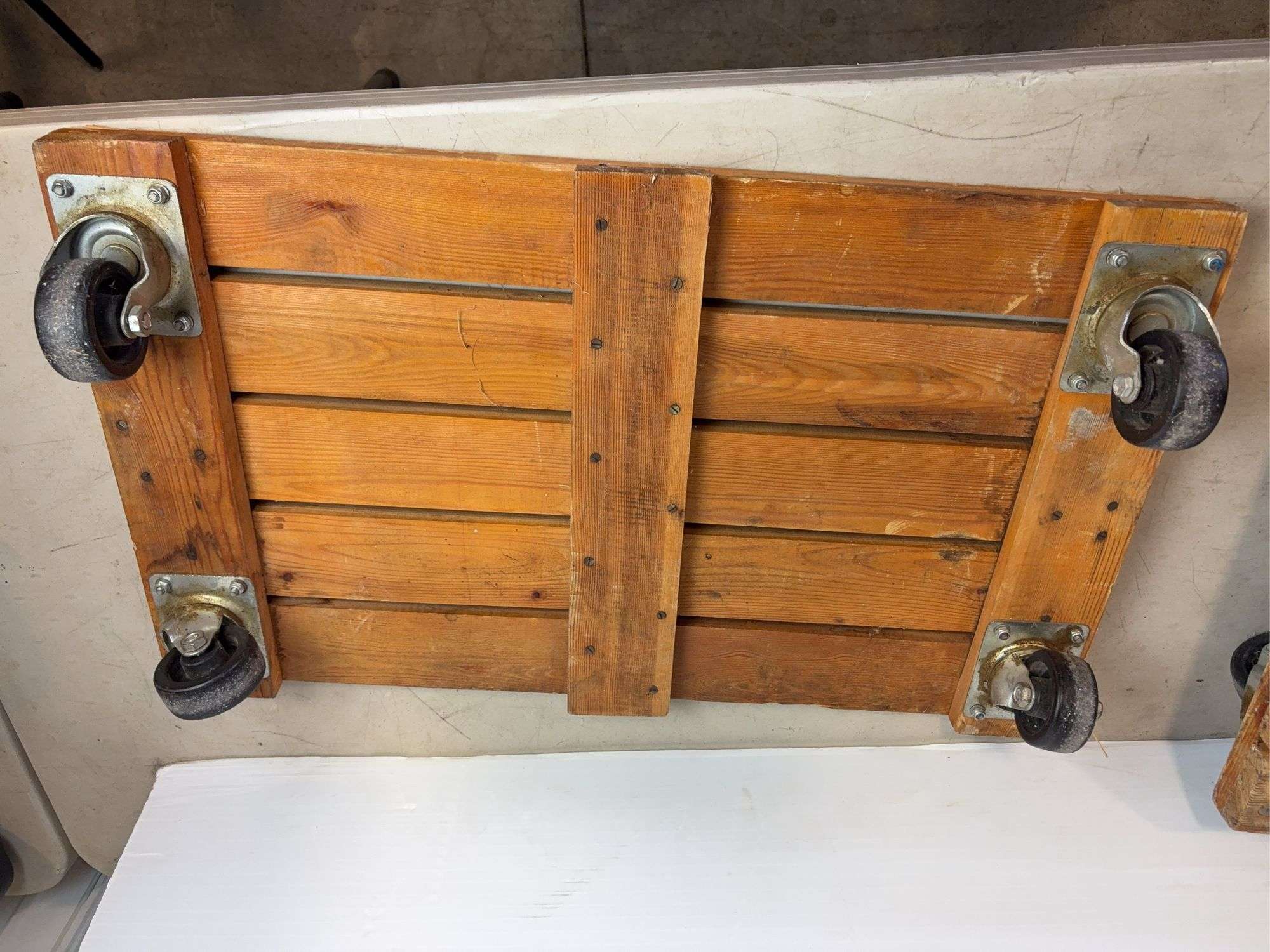 (2) wooden appliance carts and (1) small cart
