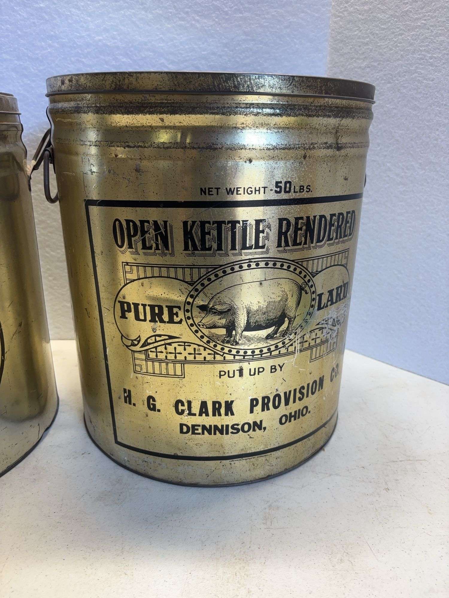 Vintage Tin Lard Can , Dennison,Oh