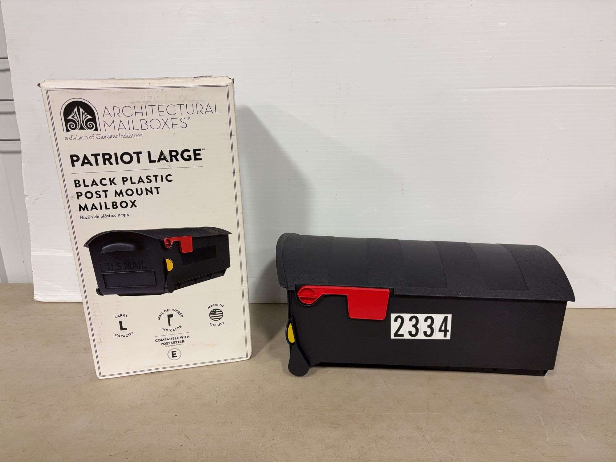 Black plastic post mount mailbox patriot large