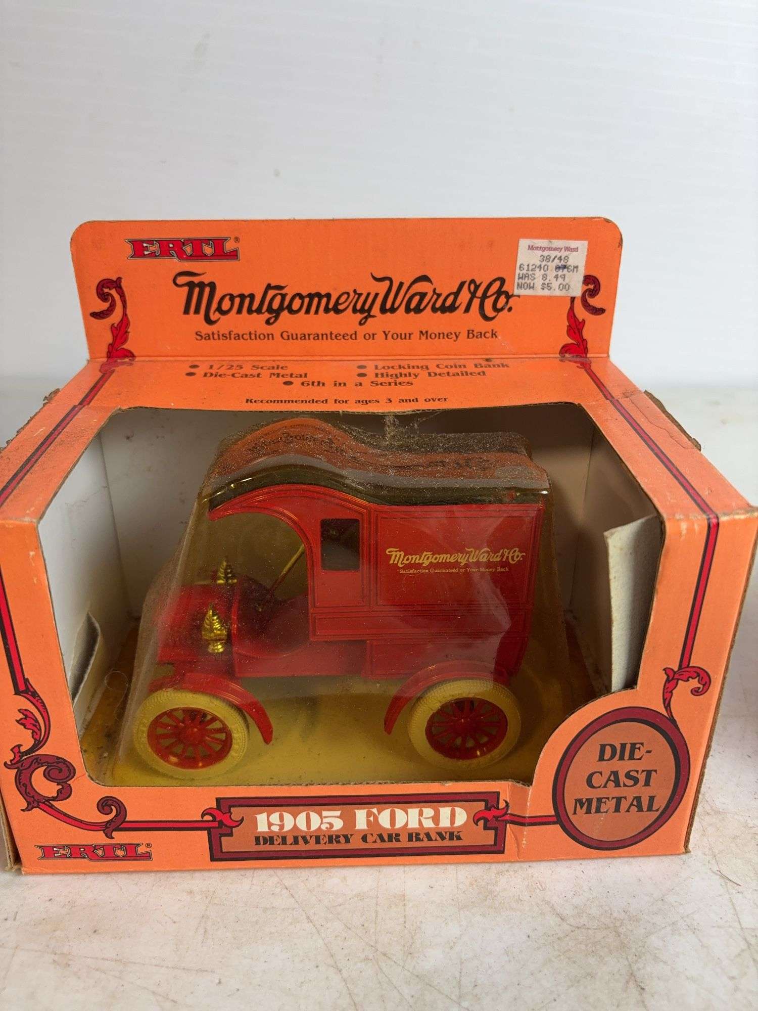 (2) Ford diecast model delivery vehicle coin banks - 1/25 scale, dirty