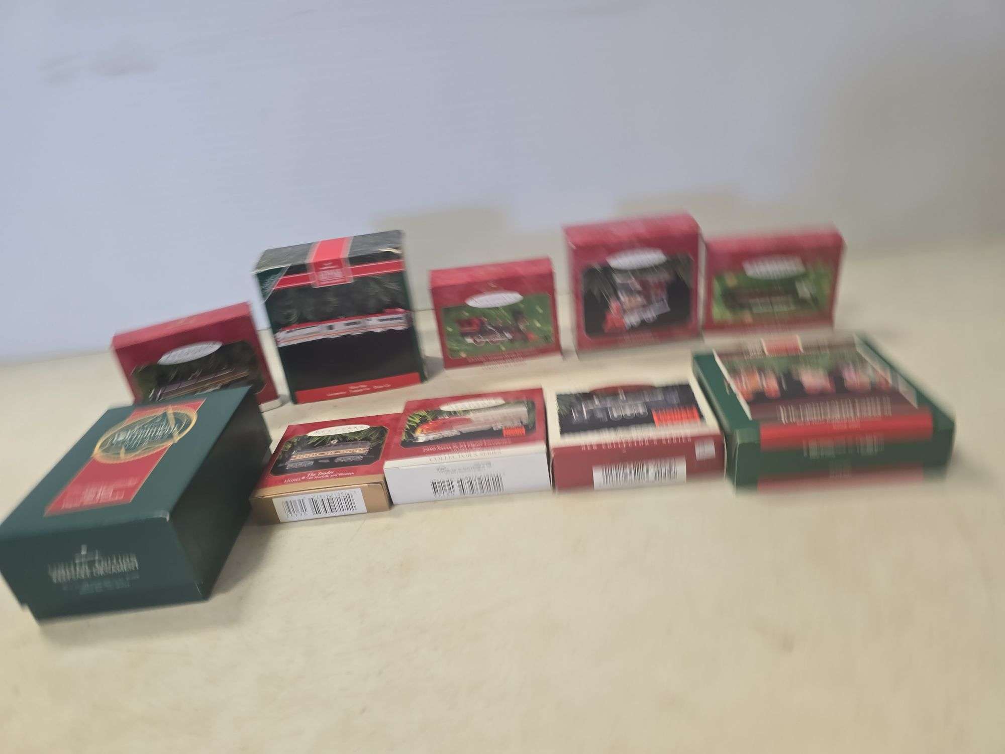 LOT OF 10 HALLMARK TRAIN CHRISTMAS ORNAMENTS
