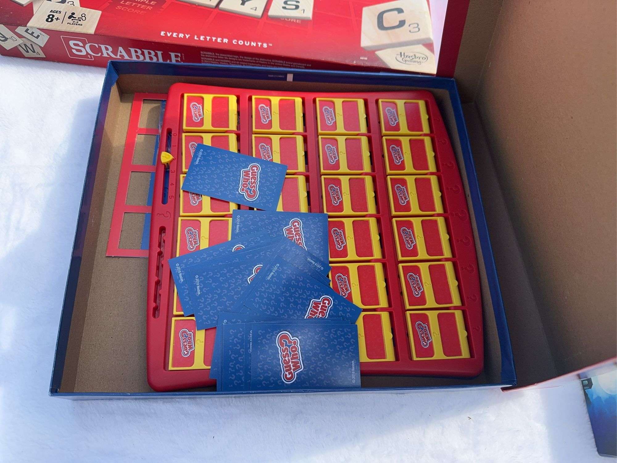 Scrabble, Clue, Guess Who?, and Battleship