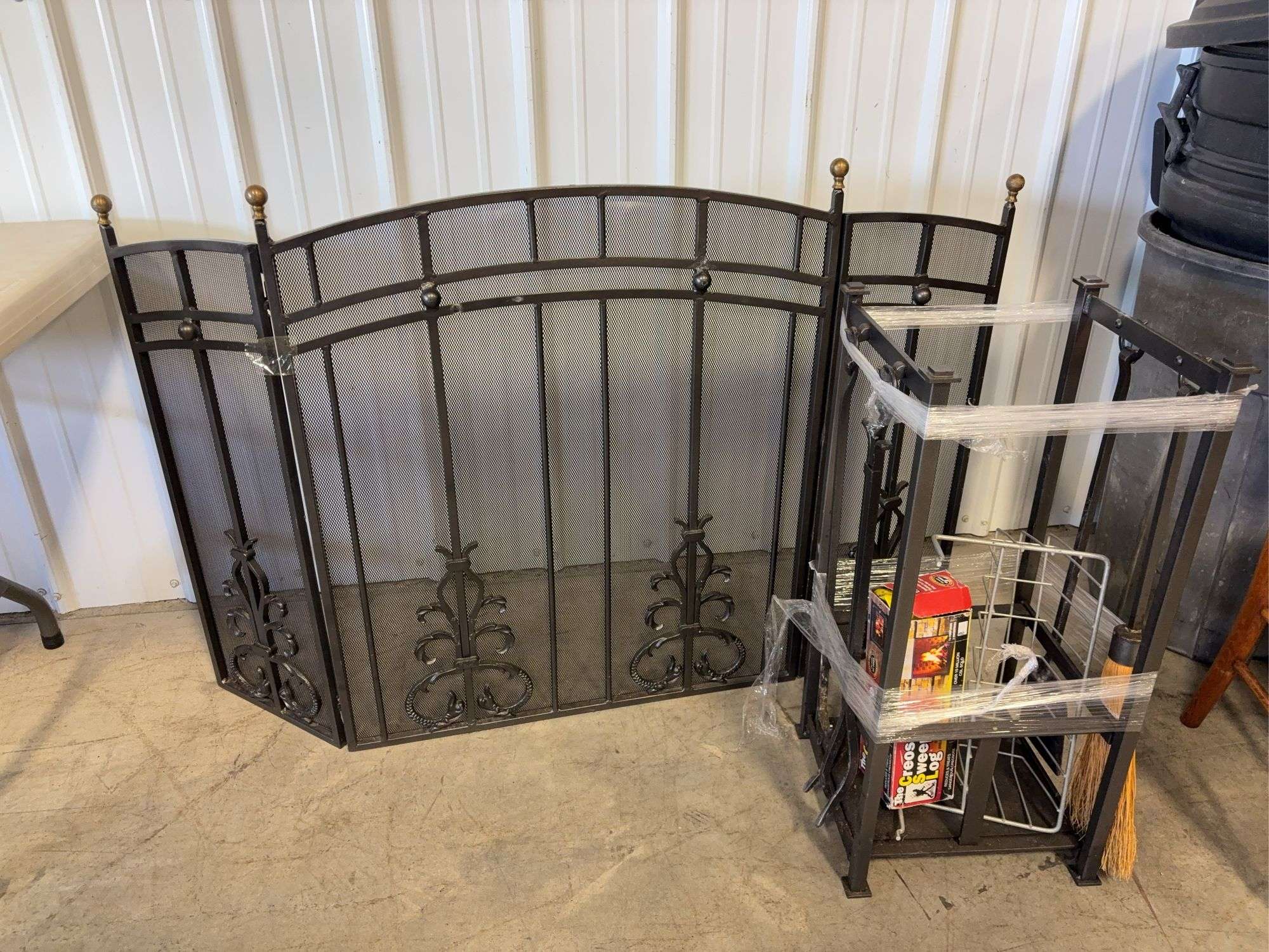 Fireplace screen and tools