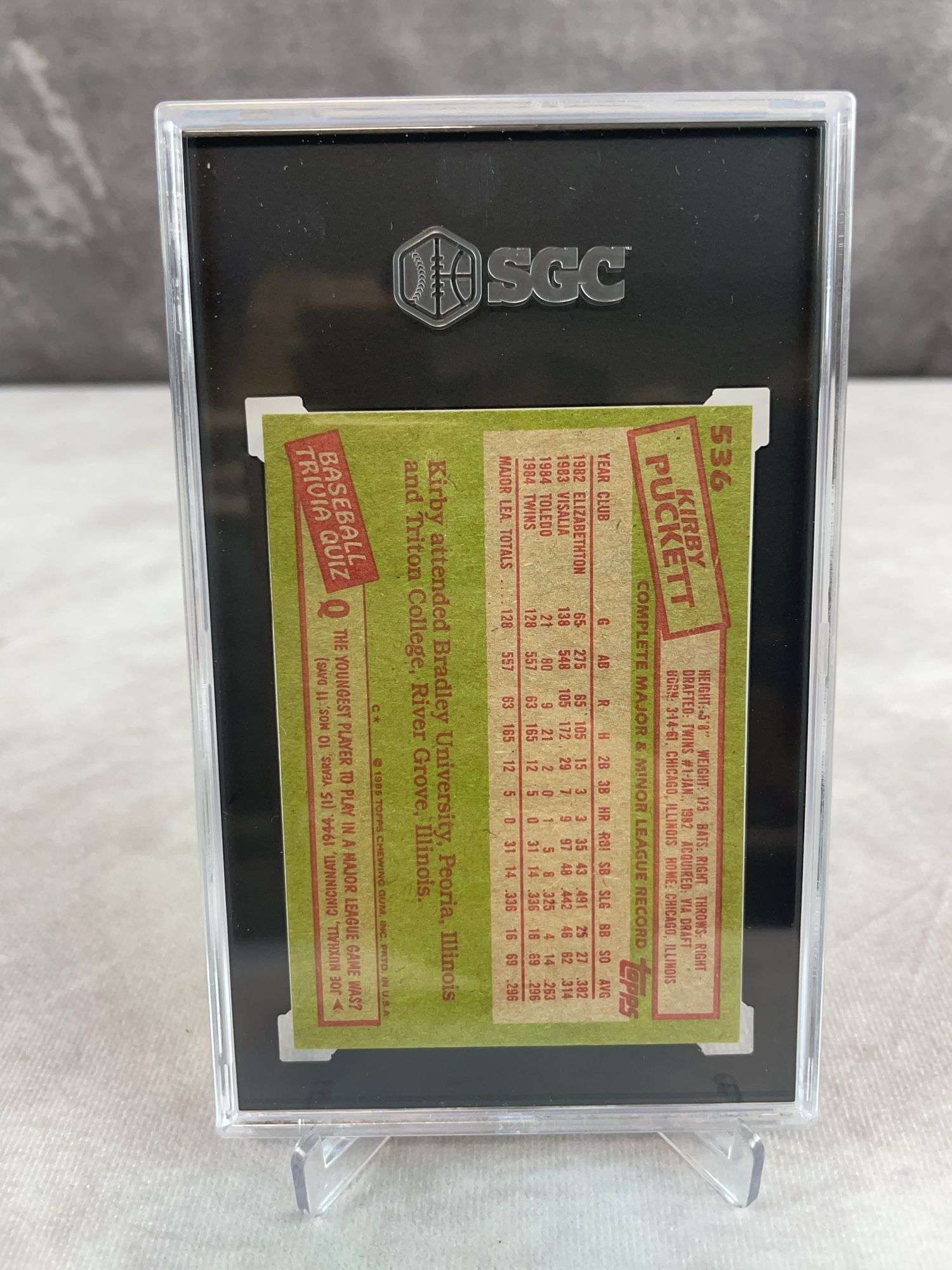 1985 Topps Kirby Puckett #536 - SGC 8