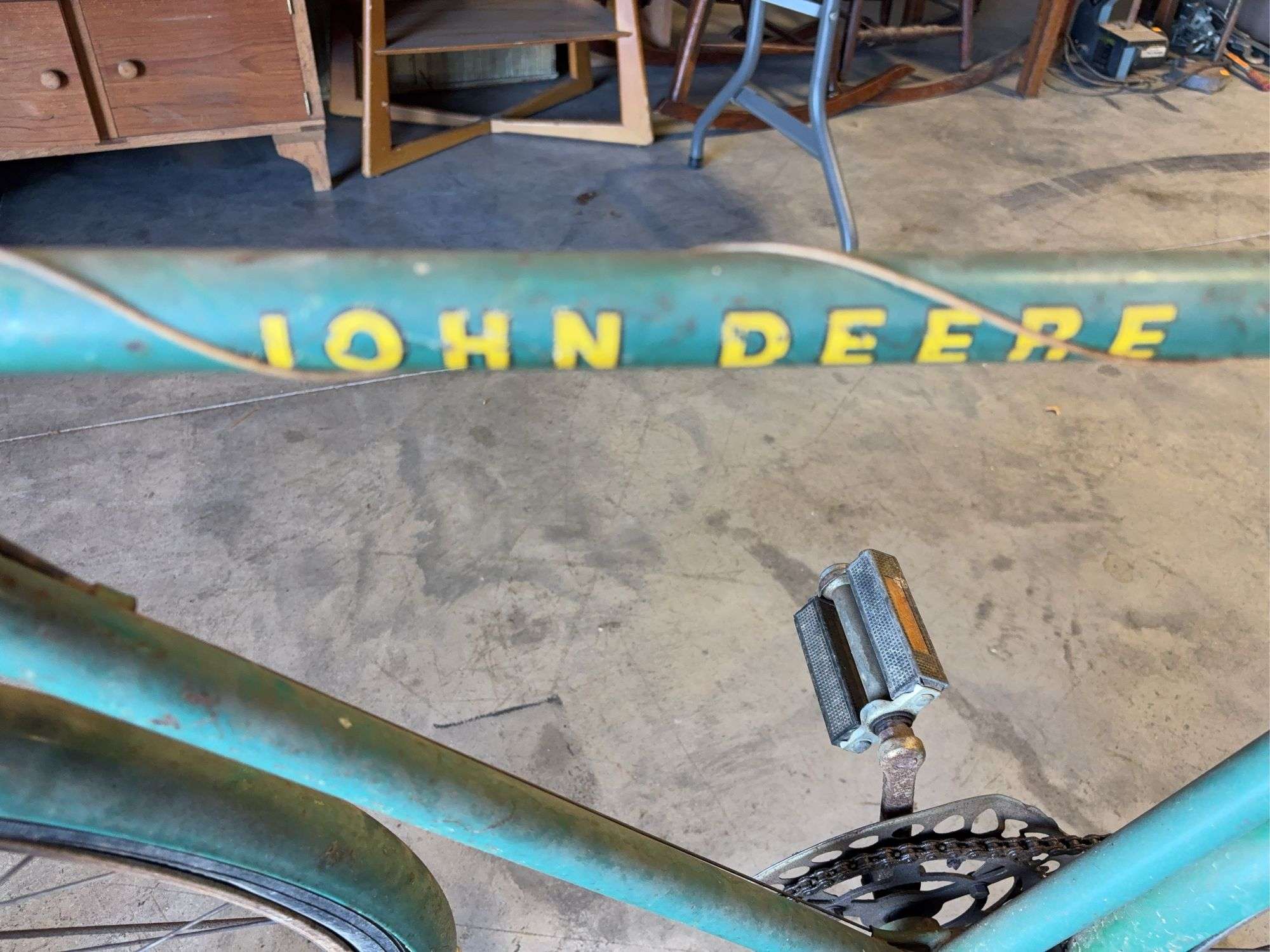 Vintage green John Deere bicycle - as is