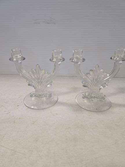 SET OF 2 FOSTORIA CRYSTAL CANDELABRAS