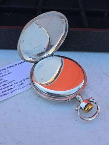 CHRONOMETER FRENCH WINDUP POCKET WATCH SILVER CASE, WORKS