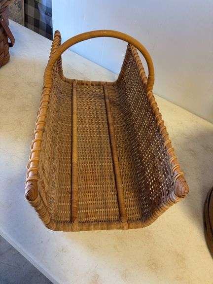 (4) baskets and wooden barrel - various types and sizes