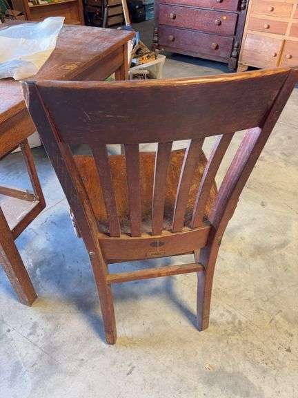 Wooden kneehole desk with chair