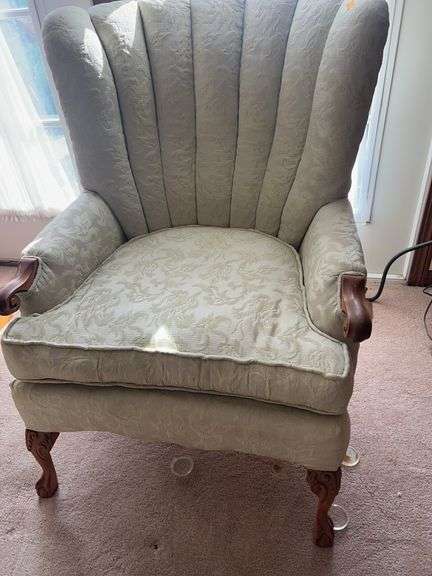 Unmarked Ivory Wingback Chair