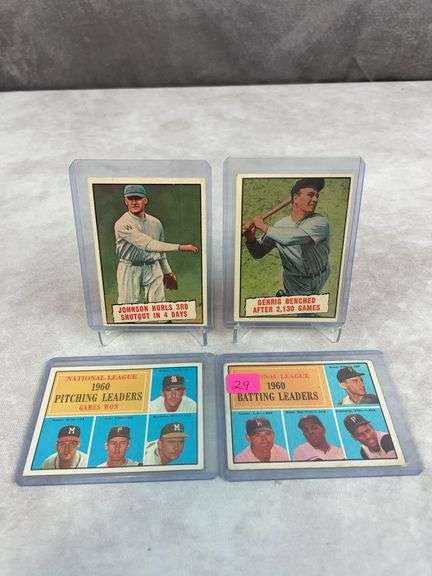 1961 Topps Leaders plus Gehrig, 4 cards