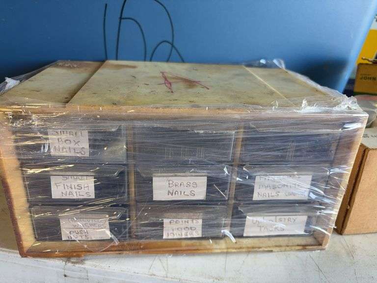 Tote of filters, parts, and more - John Deere, Wix, etc