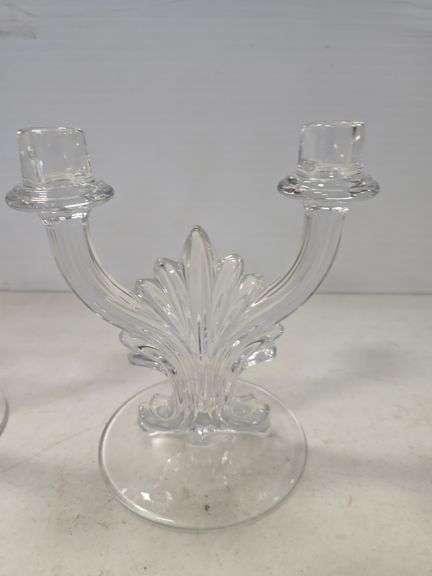 SET OF 2 FOSTORIA CRYSTAL CANDELABRAS