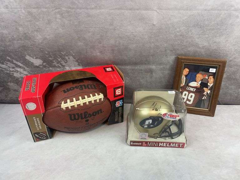 Charlie Frye Signed Zips Mini Helmet & Mickey Matthews Signed Wilson Football