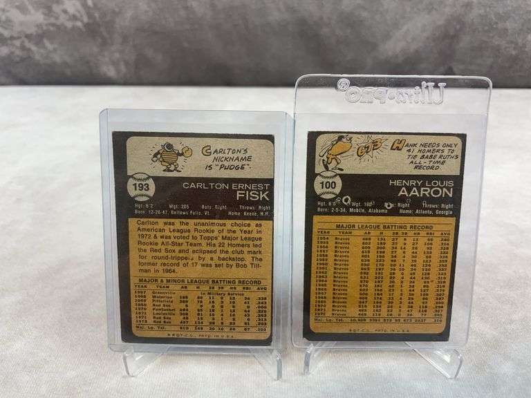 1973 Topps baseball: Hank Aaron & Carlton Fisk
