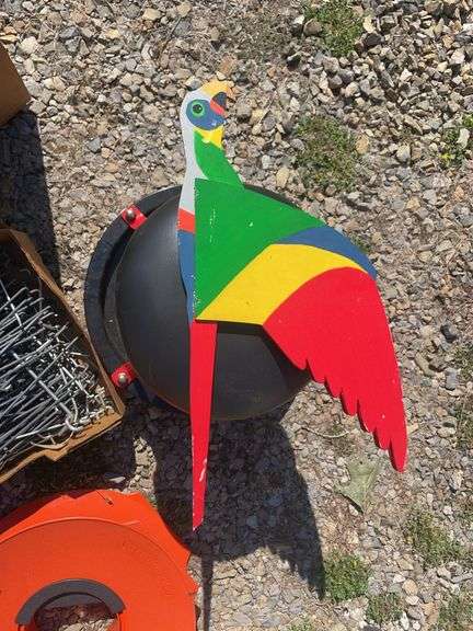 (2) boxes of hooks/shelving, mechanics chair and cord wheel