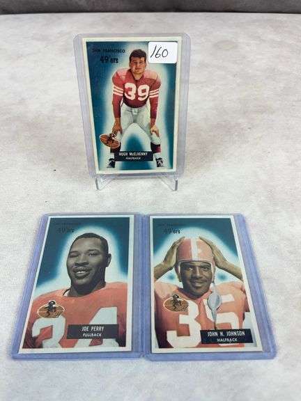(3) 1955 Bowman Football Cards - 49ers - John Henry Johnson, Joe Perry & Hugh McElhenny