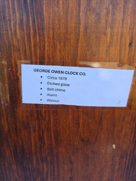 GEORGE OWEN CLOCK CO. 1880 WORKS NEEDS CHIME CONNECTED