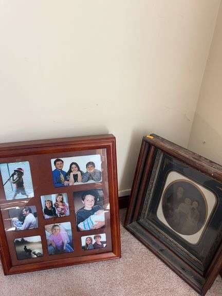 Antique Family Portrait, Wooden Jewelry Box with Photos