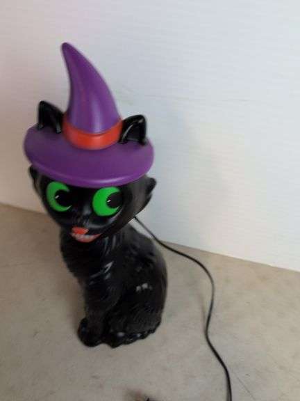 Halloween black cat blow mold - works - 17" tall