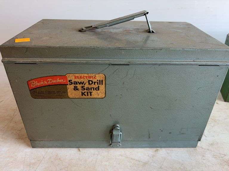 (3) tool boxes with electrical supplies, saw, drill and sand kit, and wrenches