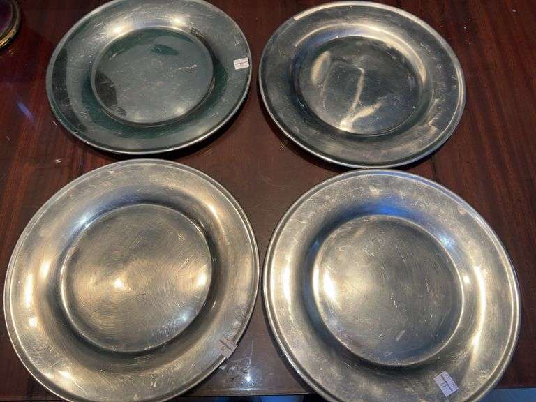 Set of (4) Pewter Plates